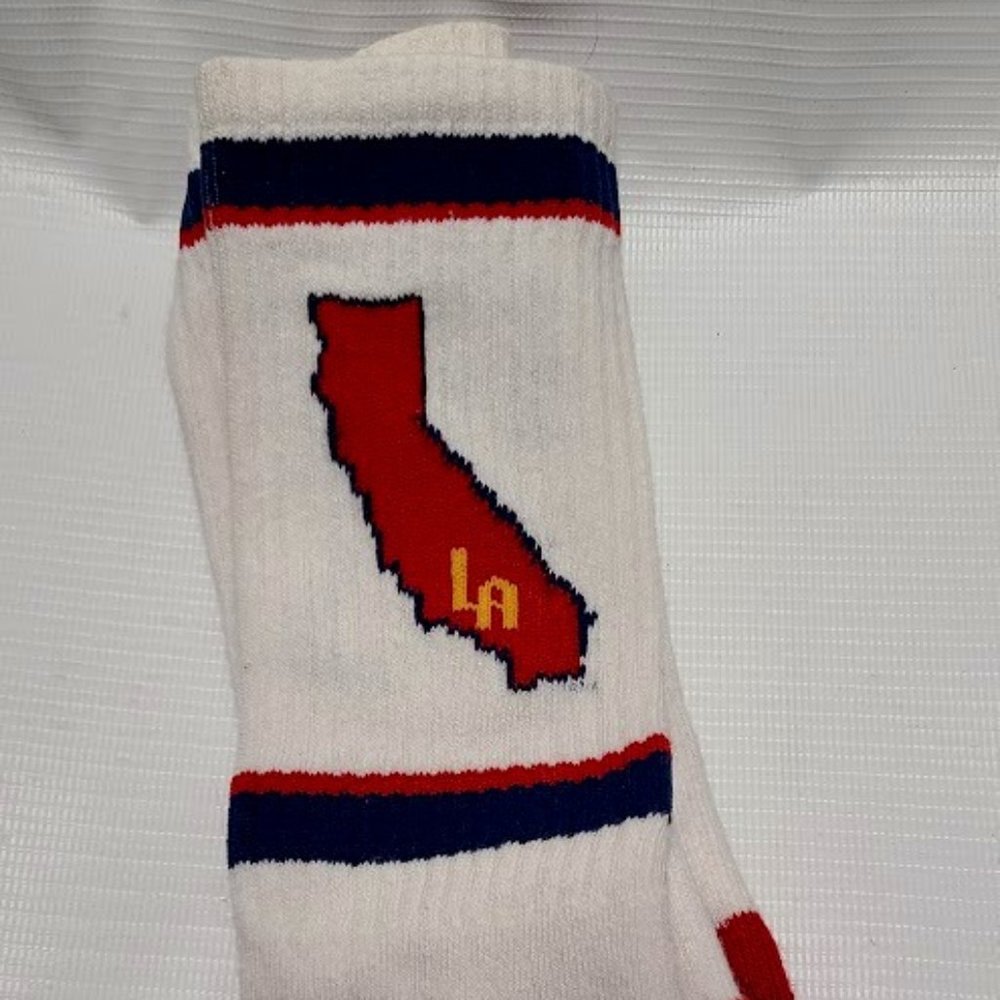 Skyline Socks Los Angeles White and Red with California and LA on socks NEW